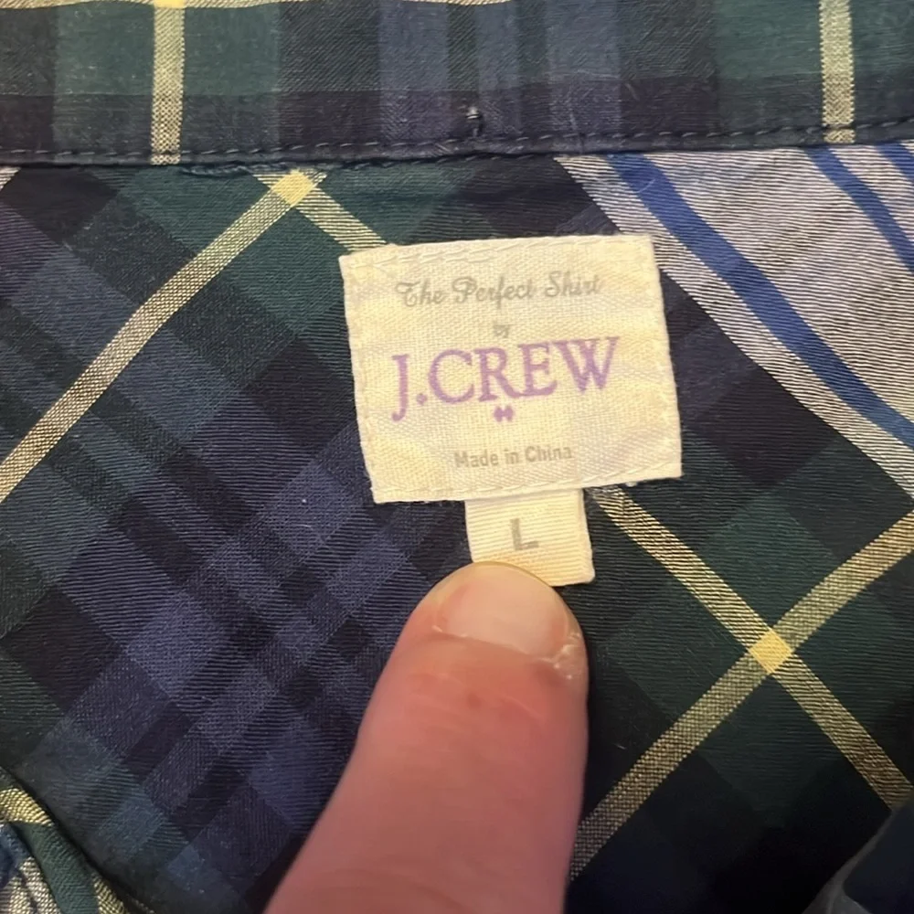 J. Crew perfect fit shirt size large dress Gordon plaid tartan style 03411